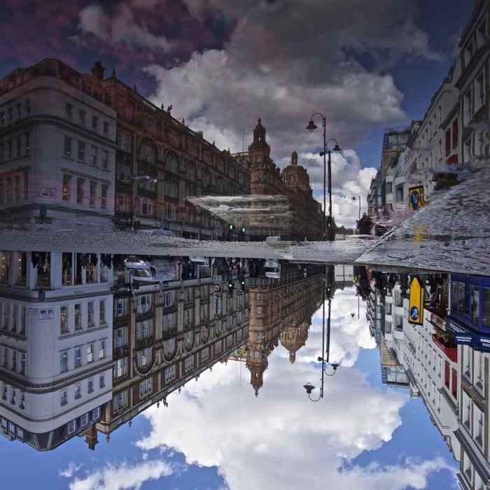 Upside Down Puddle Reflection at Harrods